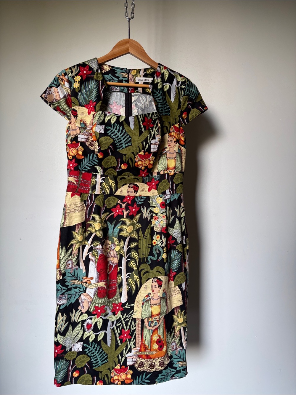 Grace Karin Frida Kahlo Tropical Jungle Americana Dress Size Medium